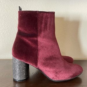 Burgundy Velvet Boots